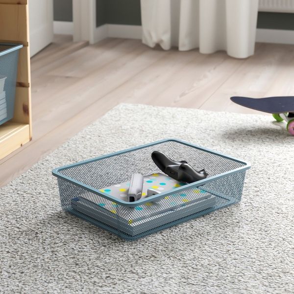 IKEA Полиця з контейнерами, світла сосна, морилка сіро-блакитний білий/темно-сірий TROFAST, 794.808.17 79480817 фото