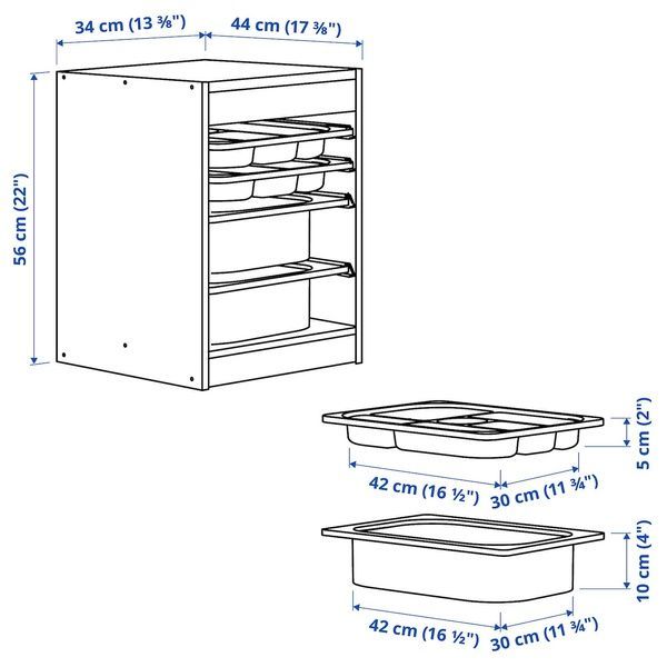 IKEA Полка с контейнерами/поддонами, серо-белый/темно-серый TROFAST, 195.755.59 19575559 фото