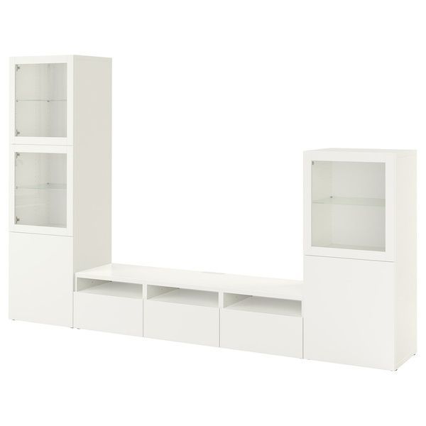 IKEA Комбинация ТВ/стеклянная дверца, белый/Лаппвикен белое прозрачное стекло BEST&Aring;, 093.307.94 09330794 фото