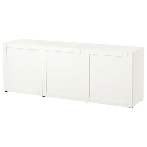 IKEA BESTA (ИКЕА БЕСТА), Комбинация с дверцами, белый/Ханвикен белый, 180х42х65 см, 393.250.03 39325003 фото