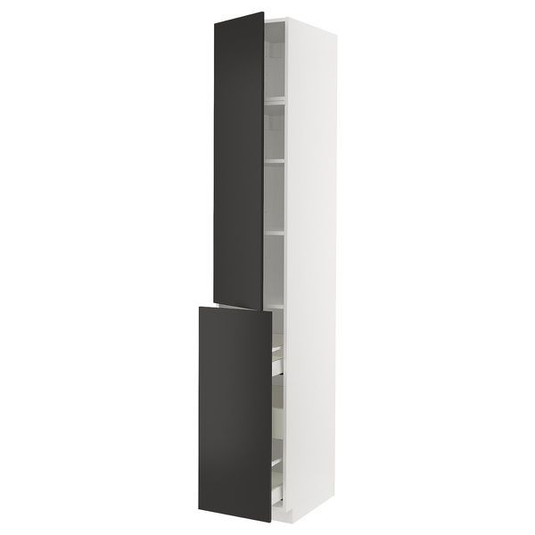 IKEA Висота 3 см/1 см/2 половинки скла, білий/Nickebo матовий антрацит METOD / MAXIMERA, 094.987.12 09498712 фото