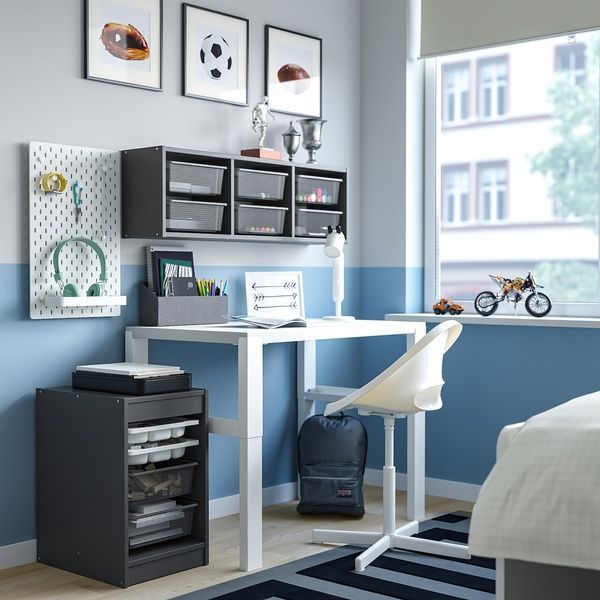 IKEA Полка с контейнерами/поддонами, серо-белый/темно-серый TROFAST, 195.755.59 19575559 фото