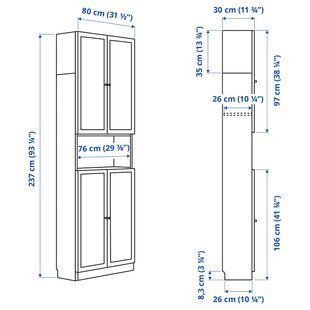 IKEA BILLY / OXBERG (ИКЕА БИЛЛИ/ОКСБЕРГ), Книжный шкаф с дверцей/верхним элементом, белый, 80x30x237 см, 894.833.68 89483368 фото