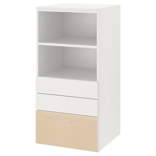 IKEA SMASTAD/PLATSA (ІKEA СМАСТАД/ПЛАЦА), Книжкова шафа, береза біла/з 3 ящиками, 60x57x123 см, 293.879.87 29387987 фото