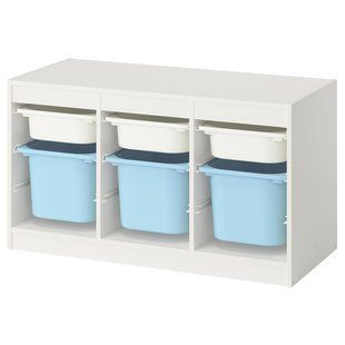 IKEA Полка с контейнерами, белый белый/голубой TROFAST, 195.744.61 19574461 фото