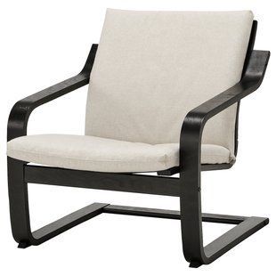 IKEA Крісло з низькою спинкою, чорний/Katorp натуральний/бежевий PO&Auml;NG, 195.516.00 19551600 фото