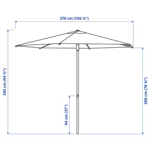 IKEA Парасолька з основою, світло-сіра/Grytö темно-сіра HÖGÖN, 094.768.09 09476809 фото