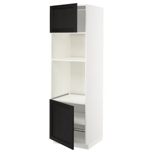 IKEA Sha st isle/micro 2др/половина, белый/морилка Lerhyttan черная METOD, 394.659.94 39465994 фото