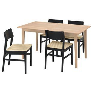 IKEA Стіл та 4 стільці, світлий бук/чорний бук SKANSN&Auml;S / SKANSN&Auml;S, 395.615.23 39561523 фото