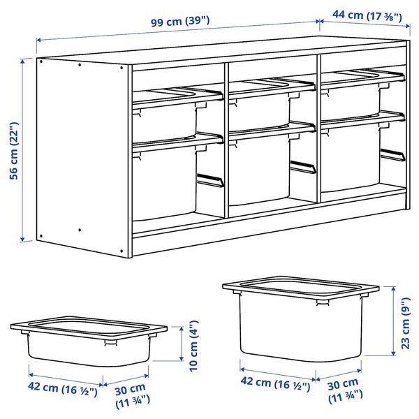 IKEA Стелаж з контейнерами, білий білий/блакитний TROFAST, 195.744.61 19574461 фото