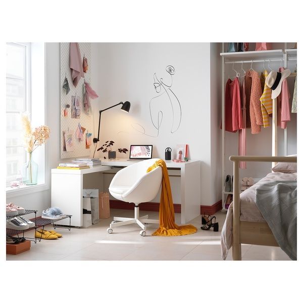 IKEA Письменный стол с выдвижной панелью, белый MALM, 702.141.92 70214192 фото