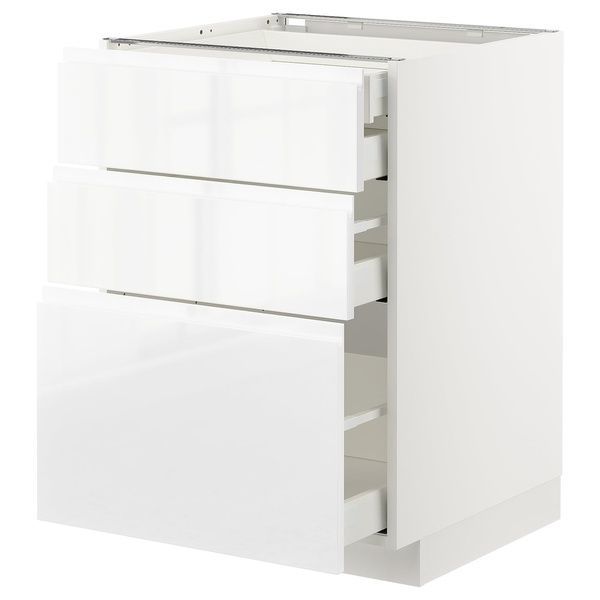 IKEA Sz stj 3fr/2n/wd/h, белый/Воксторп глянцевый/белый METOD / MAXIMERA, 192.542.85 19254285 фото