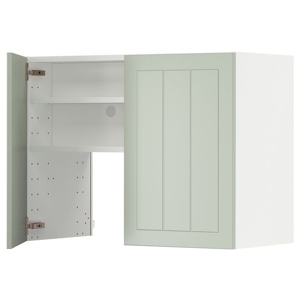 IKEA METOD (ІKEA МЕТОДЫ), Карнизна шафа з полицею/дверями, біла/Stensund світло-зелена, 80x60 см, 795.044.08 79504408 фото