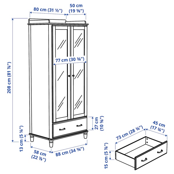 IKEA Шкаф TYSSEDAL (ИКЕА В tyssedal), Шкаф, белый, зеркало, 002.981.28 00298128 фото