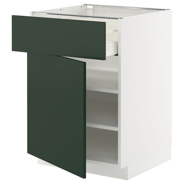 IKEA Напольный шкаф с дверцами, белый/Хавсторп тёмно-зелёный METOD / MAXIMERA, 795.568.88 79556888 фото