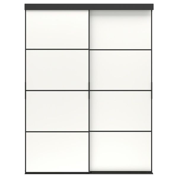 IKEA SKYTTA/MEHAMN (ІKEA СКИТТА/МЕХАМН), Комбінація розсувних дверей, чорна/2-стороння біла, 152x205 см, 394.995.74 39499574 фото