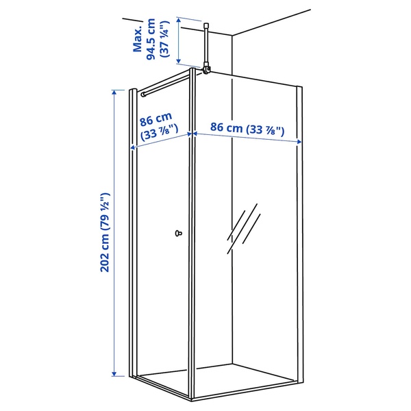 IKEA OPPEJEN (ІKEA OPPEJEN), Кутова душова кабіна, 84x84x202 см, 793.262.51 79326251 фото