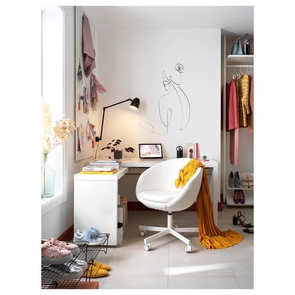 IKEA Письменный стол с выдвижной панелью, белый MALM, 702.141.92 70214192 фото