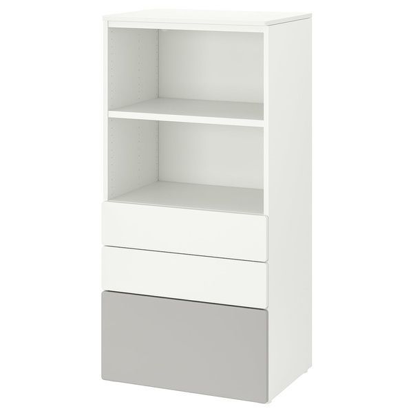 IKEA Книжкова шафа, біло-сірий/з 3 ящиками SM&Aring;STAD / PLATSA, 794.205.26 79420526 фото