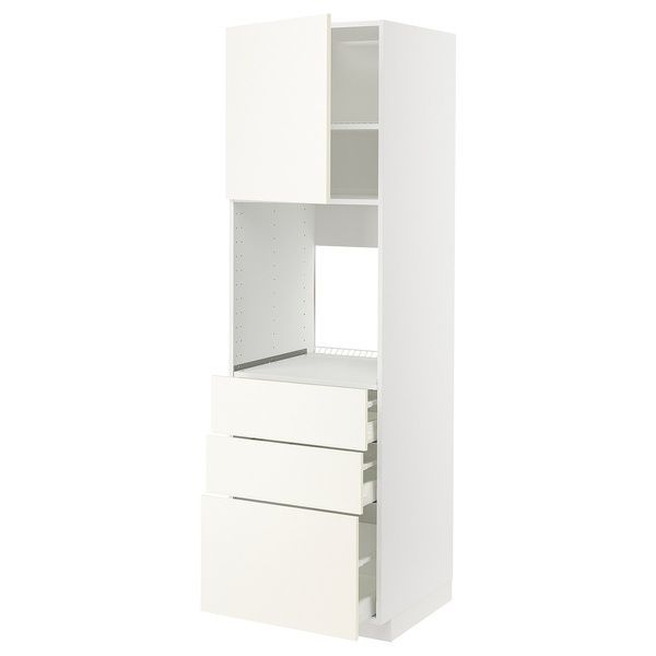 IKEA Высокий шкаф с дверцами/3 дверцы, белый/Вальстена белый METOD / MAXIMERA, 895.074.49 89507449 фото