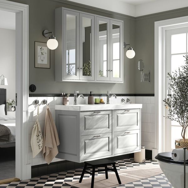 IKEA Шкаф под умывальник/умывальник/смесители, светло-серый T&Auml;NNFORSEN / ORRSJ&Ouml;N, 695.285.46 69528546 фото