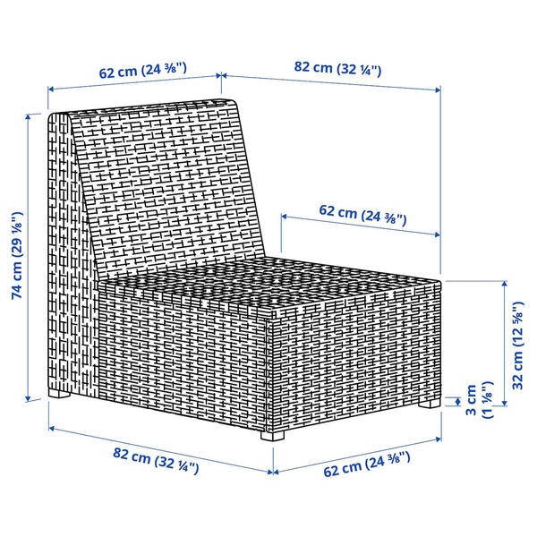 IKEA Секция 1-местная SOLLERON (ИКЕА СОЛЛЕРОН), Секция 1-местная, садовая, коричневый, 603.736.24 60373624 фото