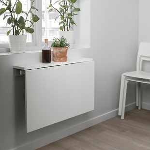 IKEA Стіл настінний NORBERG (ІKEA НОРБЕРГ), Складаний Столик настінний, білий, 301.805.04 30180504 фото