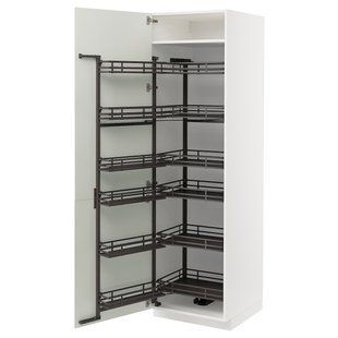 IKEA METOD (ІKEA МЕТОДЫ), Висока шафа з висувною коморою, корпус білий/кремовий, 60x60x200 см, 994.719.54 99471954 фото