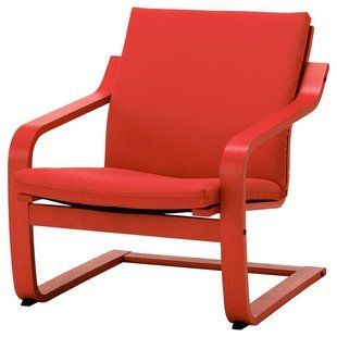 IKEA Крісло з низькою спинкою, червоний/Vissle red PO&Auml;NG, 995.515.83 99551583 фото