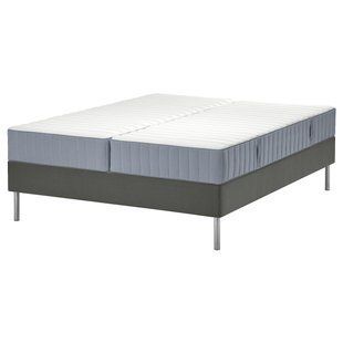 IKEA Континентальная кровать, Valev&aring;g твердая/среднежесткая/светло-синий темно-серый LYNG&Ouml;R, 295.518.74 29551874 фото