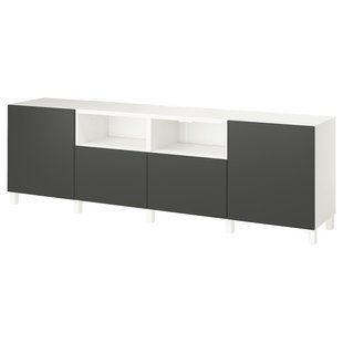 IKEA Тумба под ТВ с дверцами и ящиками, белый/Лаппвикен/Стуббарп темно-серый BEST&Aring;, 395.749.93 39574993 фото