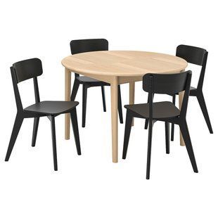 IKEA Стіл та 4 стільці, світлий бук/чорний SKANSN&Auml;S / LISABO, 995.614.88 99561488 фото