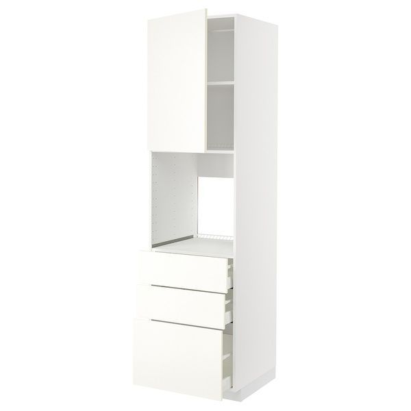 IKEA Высокий шкаф с дверцами/3 дверцы, белый/Вальстена белый METOD / MAXIMERA, 695.074.50 69507450 фото