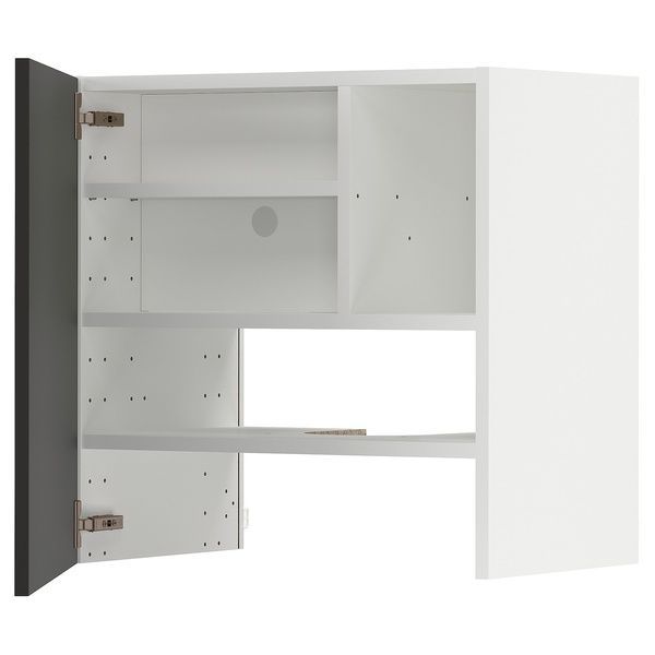 IKEA Шкаф-вытяжка с полкой/дверью, белый/Nickebo матовый антрацит METOD, 095.053.31 09505331 фото