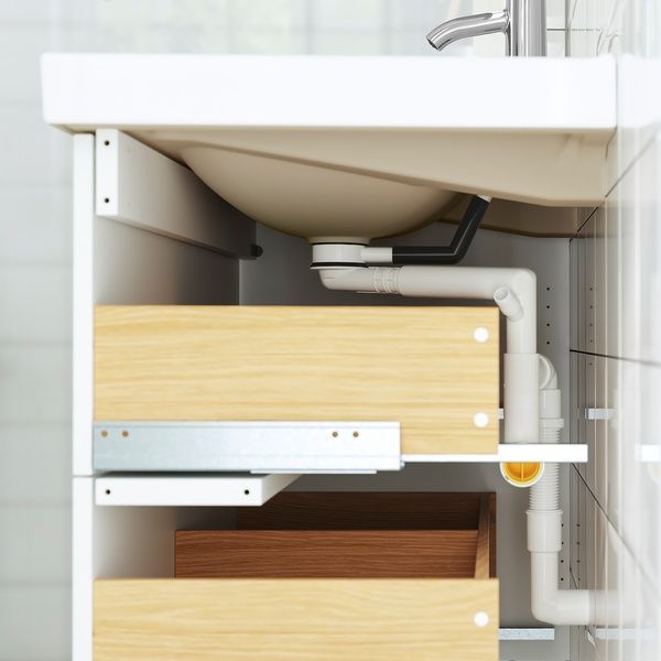 IKEA Шафа під умивальник з висувними ящиками/умивальником/змішувачем, білий T&Auml;NNFORSEN / RUTSJ&Ouml;N, 495.140.41 49514041 фото