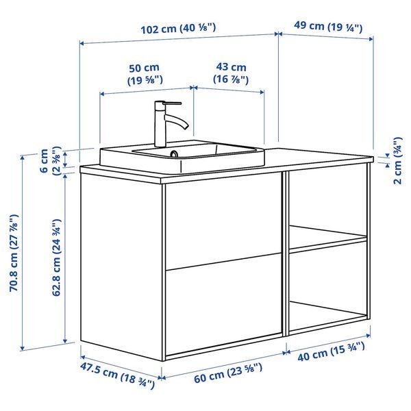 IKEA Умывальник/умывальник/смеситель, имитация коричневого цвета. имитация дуба/серого камня &Auml;NGSJ&Ouml;N / BACKSJ&Ouml;N, 595.284.67 59528467 фото