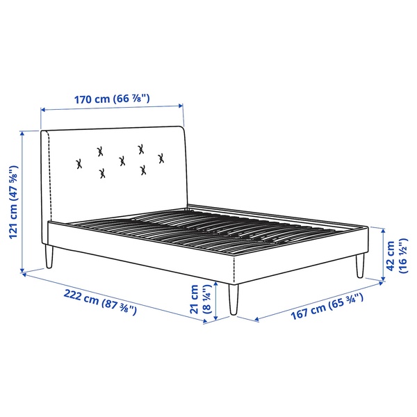 IKEA IDANAS (ІKEA ИДАНАС), Каркас ліжка з м'якою оббивкою, Гуннаред темно-сірий, 160x200 см, 204.589.41 20458941 фото