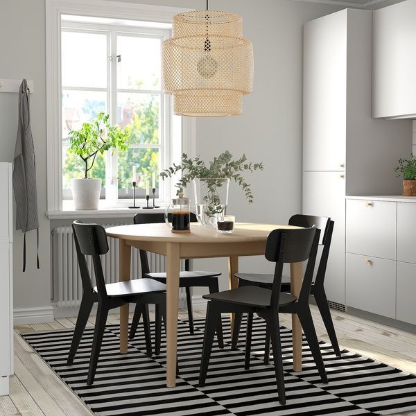 IKEA Стіл та 4 стільці, світлий бук/чорний SKANSN&Auml;S / LISABO, 995.614.88 99561488 фото