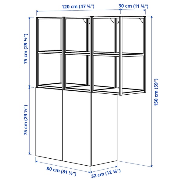 IKEA METOD (ІKEA МЕТОДЫ), Половина стіни/2 скляні двері, Енкопінг чорний/горіх коричневий, 80х80 см, 594.764.92 99548010 фото