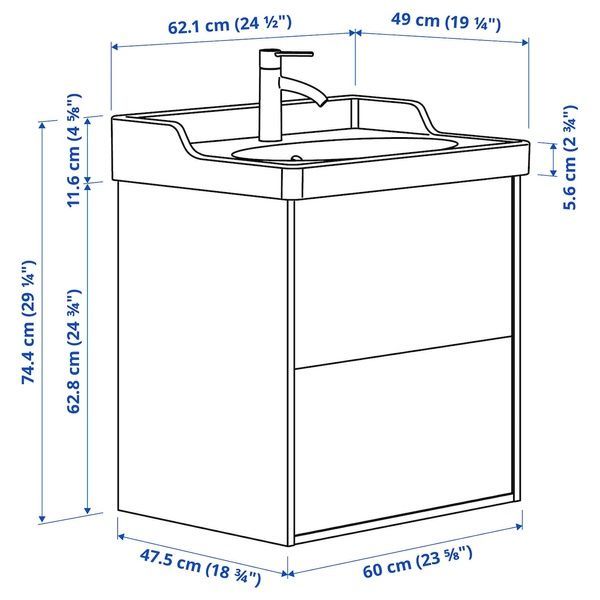 IKEA Шафа під умивальник з висувними ящиками/умивальником/змішувачем, білий T&Auml;NNFORSEN / RUTSJ&Ouml;N, 495.140.41 49514041 фото