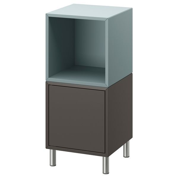 IKEA Шафа комбінована на ніжках темно-сіра світло-сіра блакитна/метал EKET, 795.217.14 79521714 фото