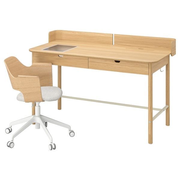 IKEA Письмовий стіл і стілець, дуб бежевий RIDSP&Ouml; / FJ&Auml;LLBERGET, 595.027.83 59502783 фото