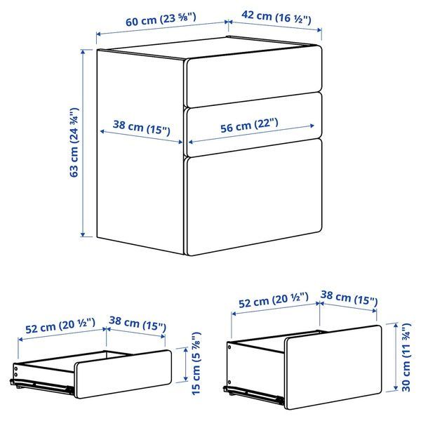 IKEA Комод, 3 шухляди, білий/світло-зелений SM&Aring;STAD / PLATSA, 895.438.19 89543819 фото
