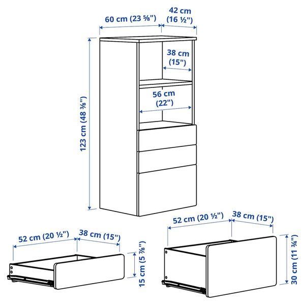 IKEA Книжный шкаф, белая сирень/с 3 ящиками SM&Aring;STAD / PLATSA, 395.439.25 39543925 фото