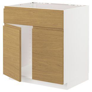IKEA Сто шкафов, 2-дверная мойка, белый/имитация Voxtorp. дуб METOD, 495.392.54 49539254 фото