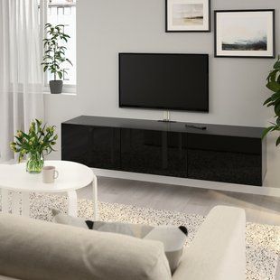IKEA Тумба под ТВ с дверцами, черно-коричневый/Сельсвикен глянцевый/черный BEST&Aring;, 693.306.73 69330673 фото