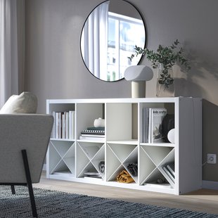 IKEA KALLAX (ІKEA КАЛЛАКС), Книжкова шафа з 4-ма вставками, білий, 77 x 147 см, 594.259.16 59425916 фото