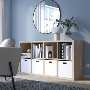 IKEA Книжкова шафа, білий морений дуб KALLAX, 003.245.18 00324518 фото