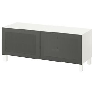 IKEA Тумба под ТВ с дверцами, Мёртвикен белый/Стуббарп/темно-серый BESTÅ, 295.729.56 29572956 фото