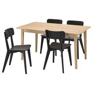 IKEA Стіл та 4 стільці, світлий бук/чорний SKANSN&Auml;S / LISABO, 095.615.67 09561567 фото